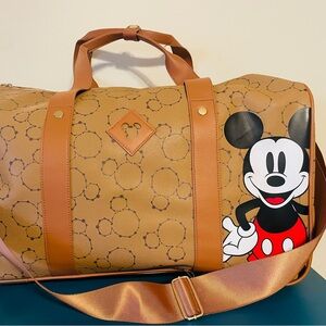 Bioworld Mickey Mouse Tan Duffel Bag with wheels
